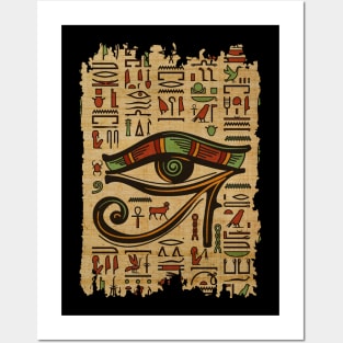 Egyptian Eye of Horus Ornament on papyrus Posters and Art